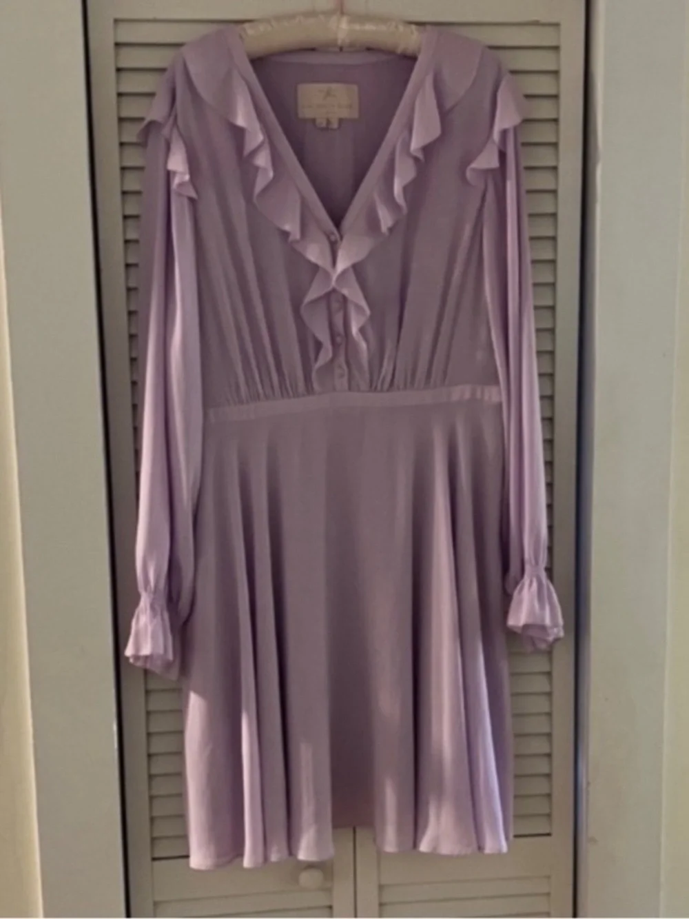 Gal Meets Glam Haley Lavender Purple Ruffled Long Sleeve Dress Size 18